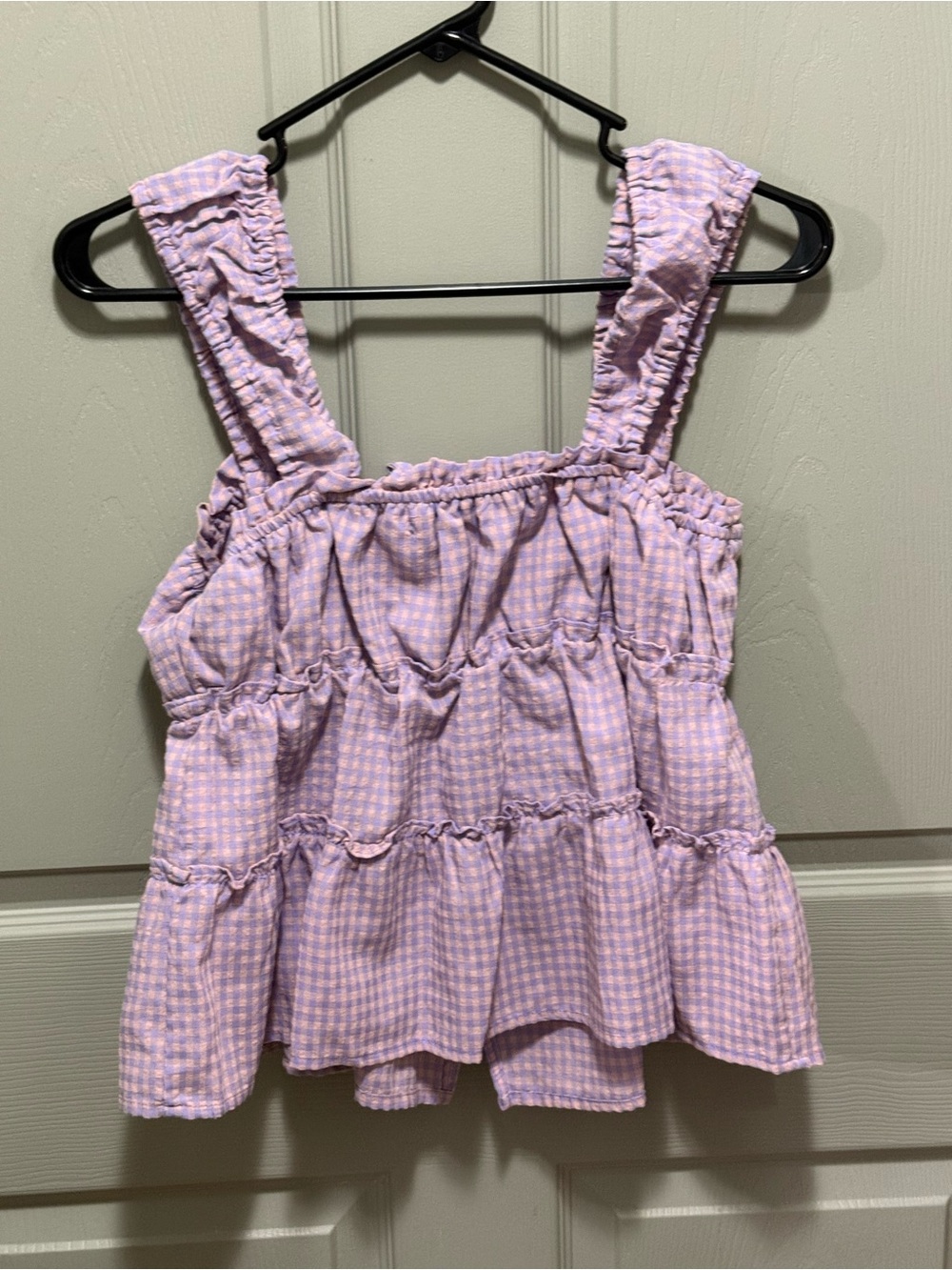 Rewind Lavender Gingham Ruffle Tank - Picture 2 of 3